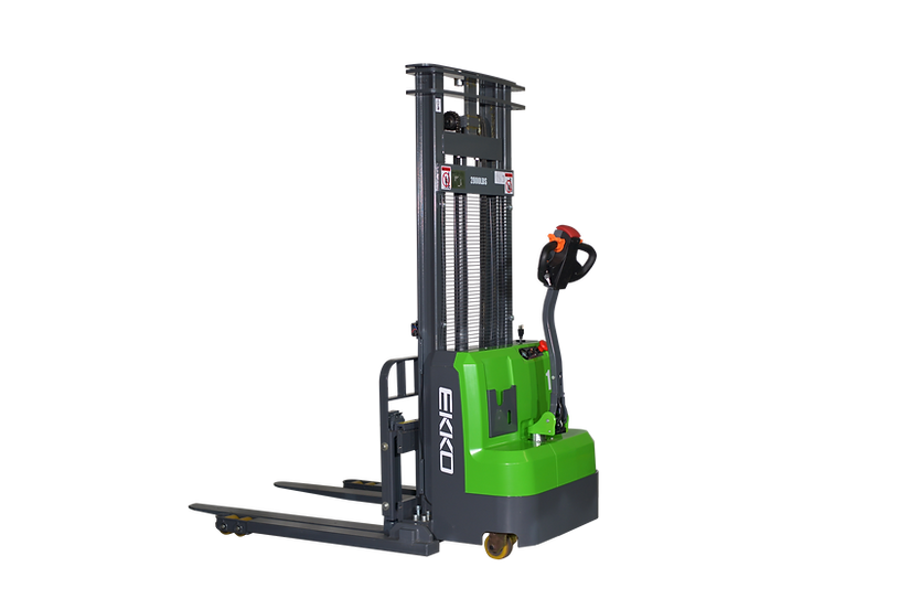 EKKO Lithium Straddle Stacker 3000 lb. Capacity 118" Height, Side Shift EB14CS-118Li
