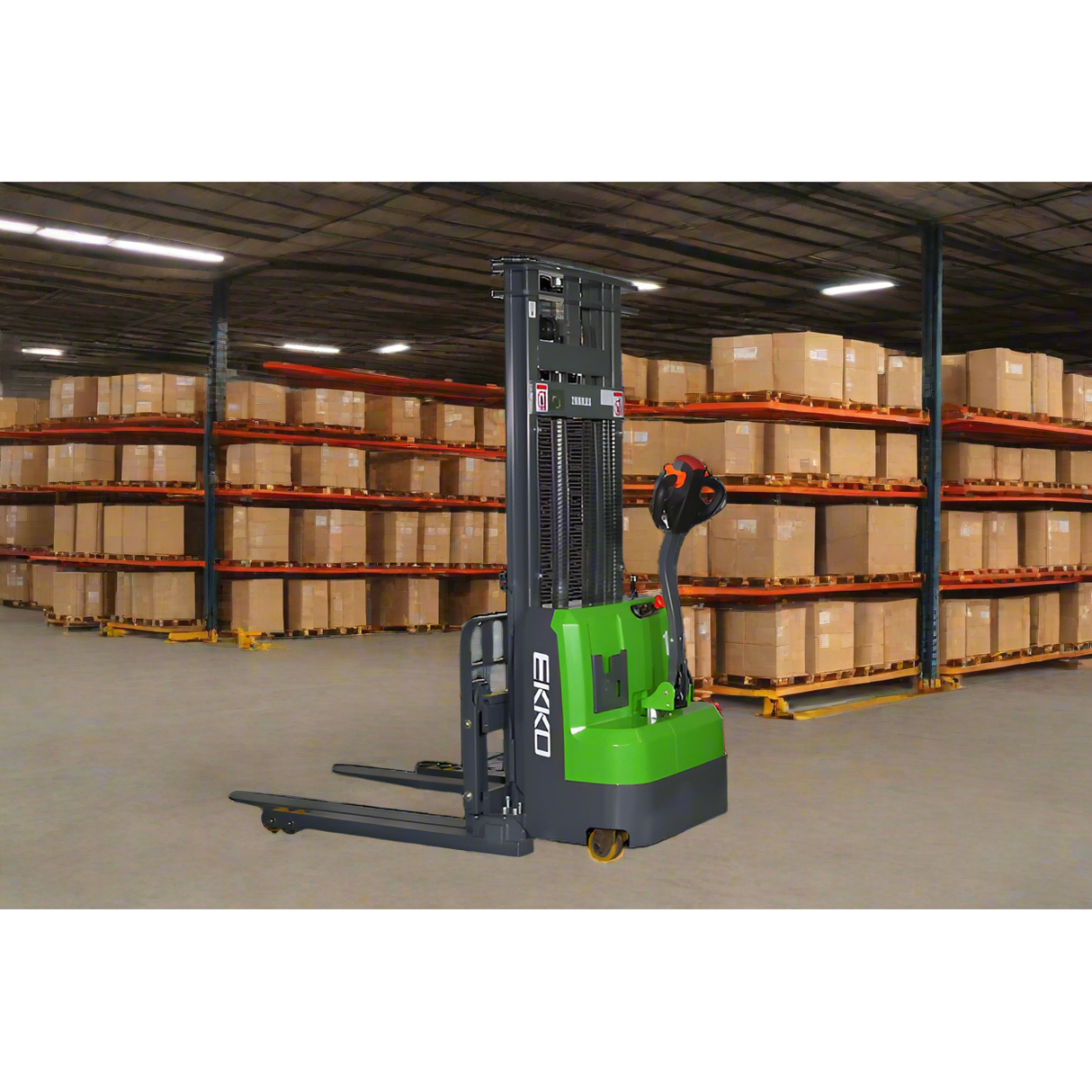 Lithium Straddle Stacker | 3000 lb. Cap.| 118" Height | EKKO EB14CS-118Li
