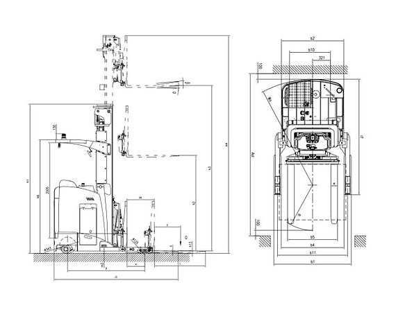 EKKO Stand-Up Reach Truck Li- Series 335" Lift Height 4000 lbs. Capacity EK18RR-335LI