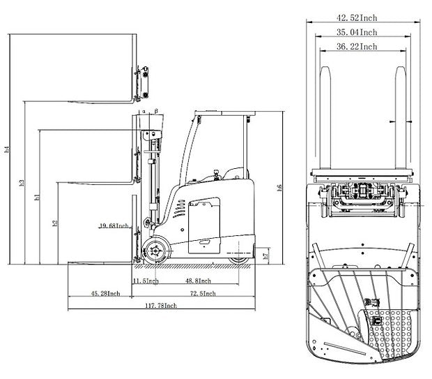 EKKO Stand-up Rider Forklift 4000 Lbs Capacity 216'' Raised Height EK18RF-LI