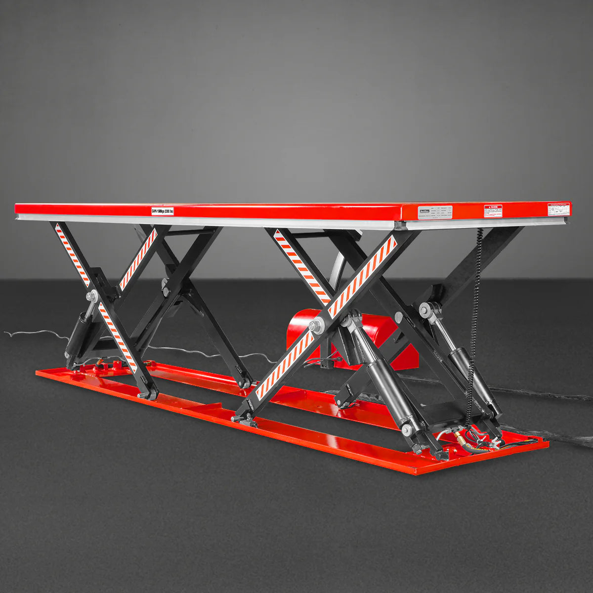 Stationary Electric Hydraulic Parallel Double Scissor Lift Table 3300lb Capacity, 108.3" x 31.5" Platform, 33.9" Lift Height, UL Certified Motor, ELT33P