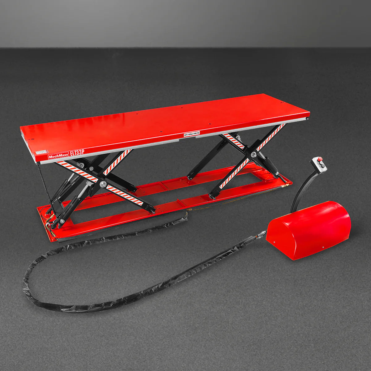Stationary Electric Hydraulic Parallel Double Scissor Lift Table 3300lb Capacity, 108.3" x 31.5" Platform, 33.9" Lift Height, UL Certified Motor, ELT33P