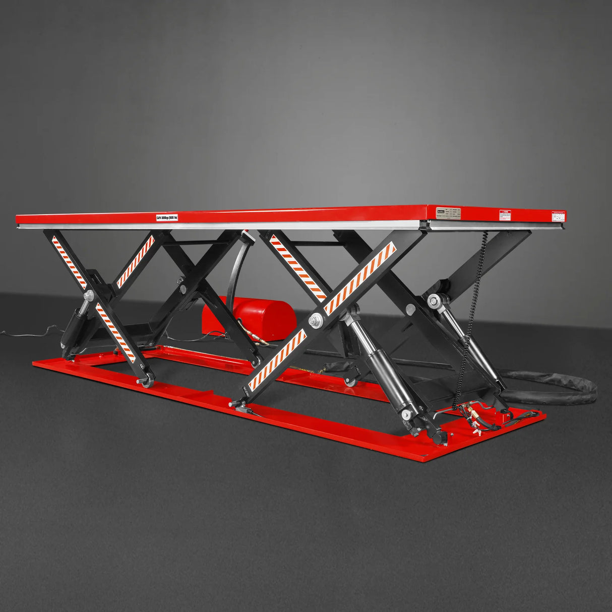 Stationary Electric Hydraulic Parallel Double Scissor Lift Table 6600lb Capacity, 112.9" x 39.4"Platform, 34.3"Lift Height, UL Certified Motor, ELT66P