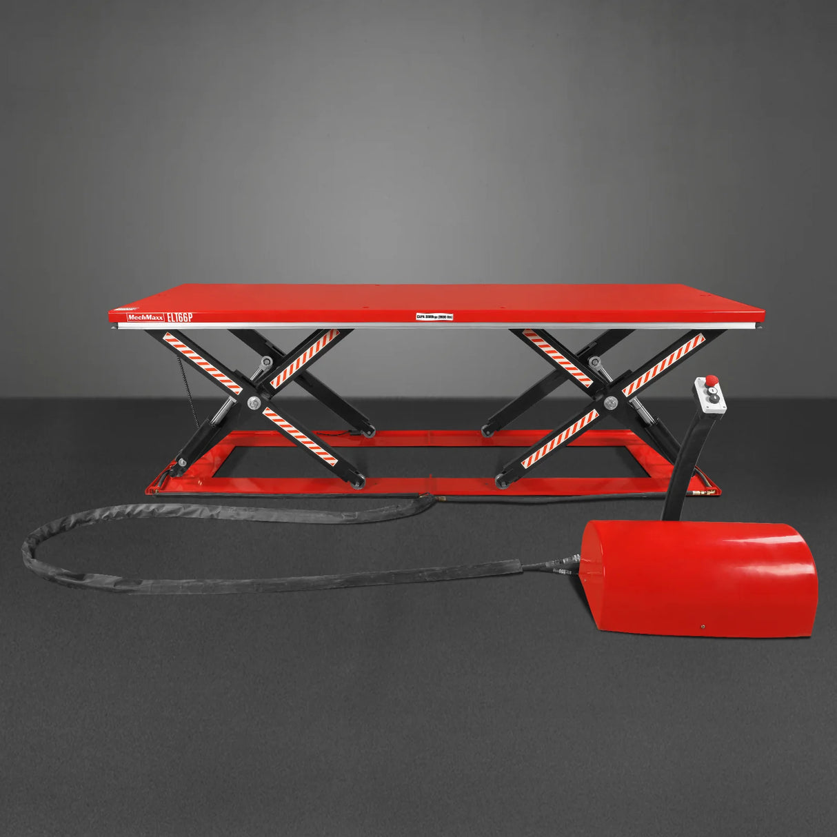 Stationary Electric Hydraulic Parallel Double Scissor Lift Table 6600lb Capacity, 112.9" x 39.4"Platform, 34.3"Lift Height, UL Certified Motor, ELT66P