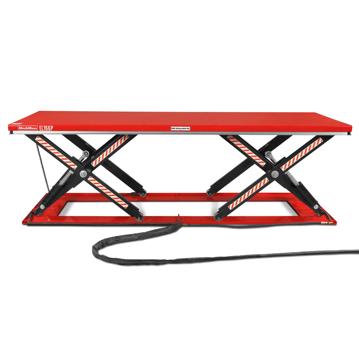 Stationary Electric Hydraulic Parallel Double Scissor Lift Table 6600lb Capacity, 112.9" x 39.4"Platform, 34.3"Lift Height, UL Certified Motor, ELT66P