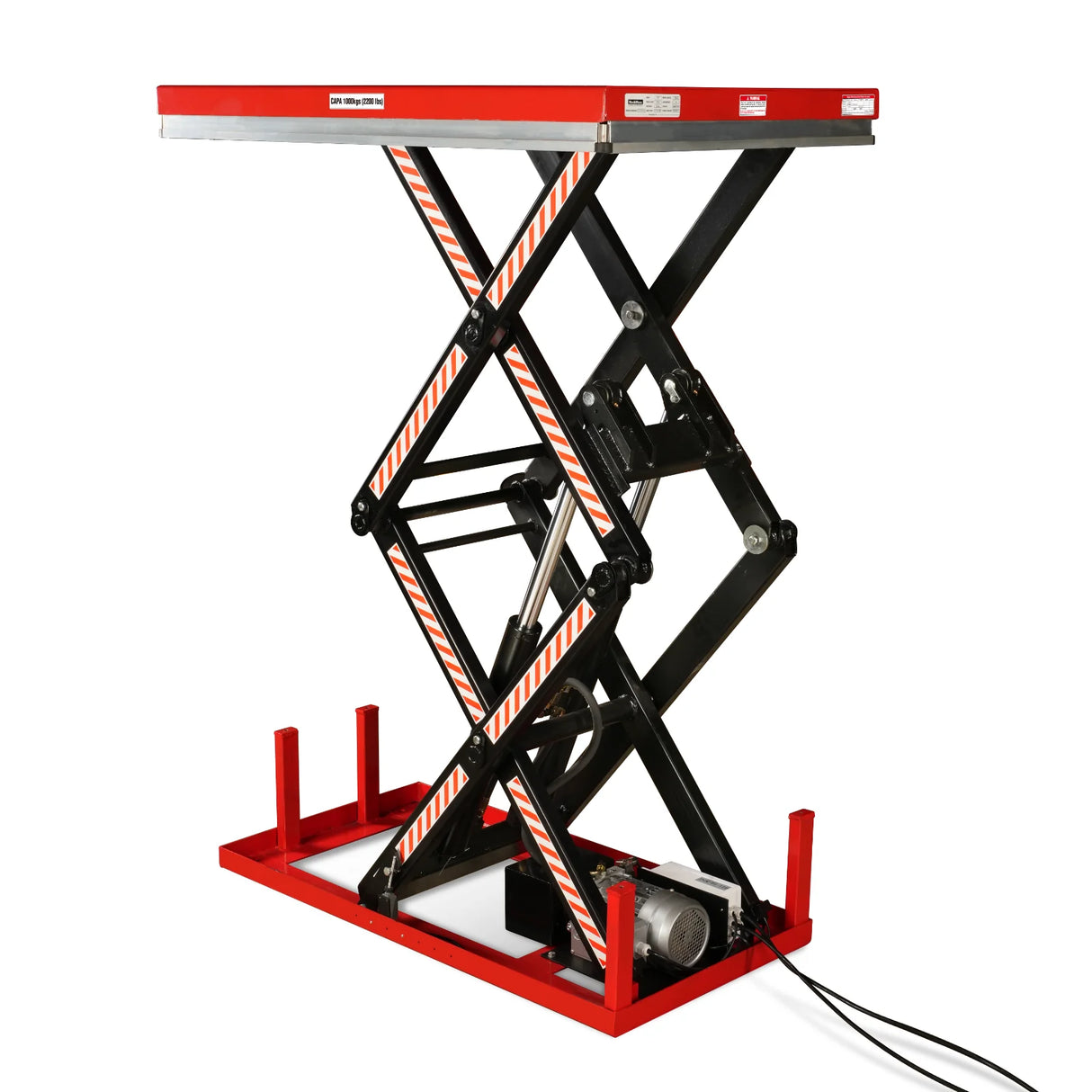 2200 lbs Capacity Stationary Electric Hydraulic Double Scissor Lift Table - 51.2" x 32.3" Platform, 70.1" Lift Height, UL Certified Motor, ELTD22