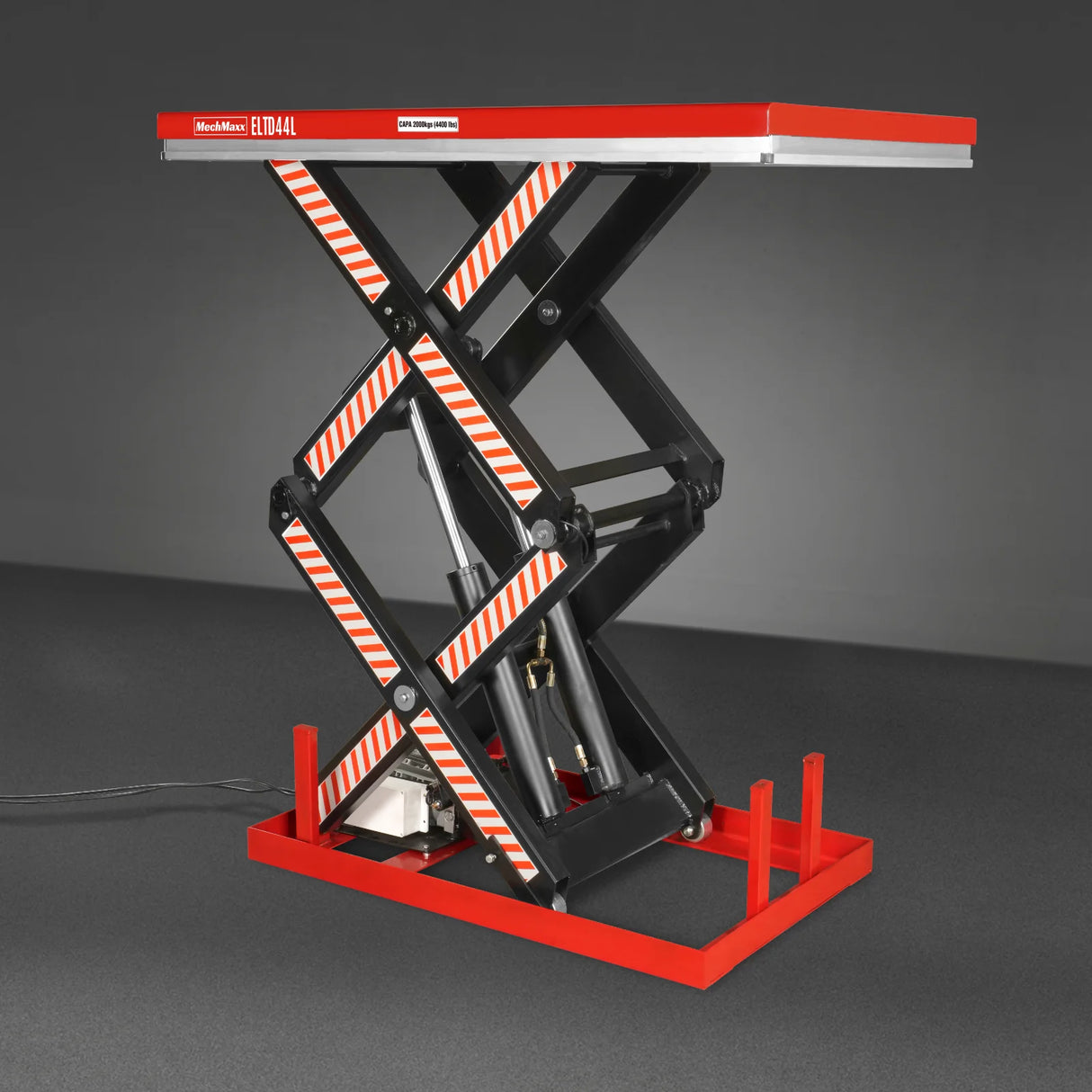 4400 lb Capacity Stationary Electric Hydraulic Double Scissor Lift Table - 63" x 39.4" Platform, 70.1" Lift Height, UL Certified Motor, ELTD44L