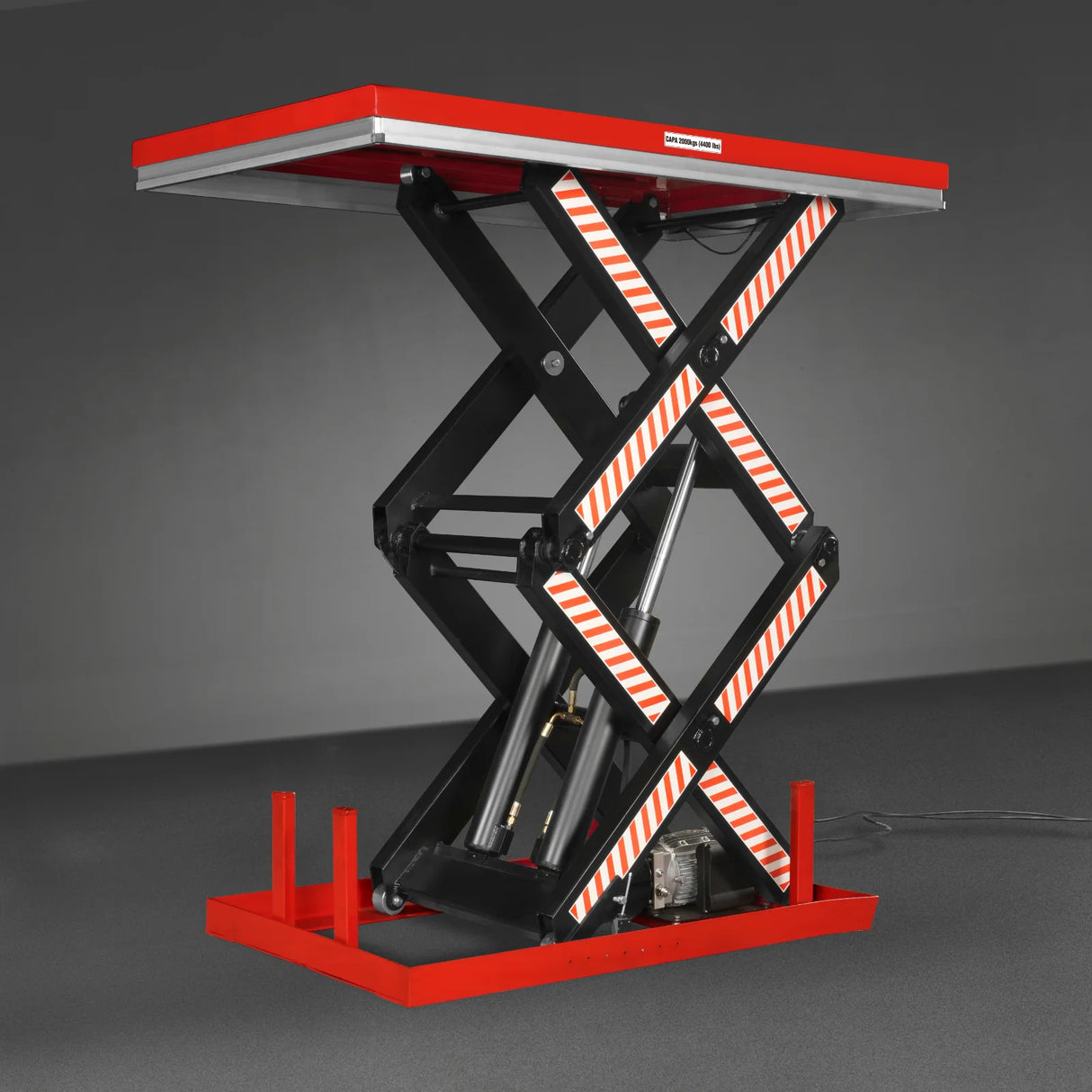 4400 lb Capacity Stationary Electric Hydraulic Double Scissor Lift Table - 63" x 39.4" Platform, 70.1" Lift Height, UL Certified Motor, ELTD44L