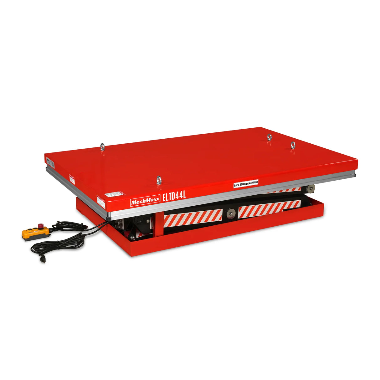 4400 lb Capacity Stationary Electric Hydraulic Double Scissor Lift Table - 63" x 39.4" Platform, 70.1" Lift Height, UL Certified Motor, ELTD44L