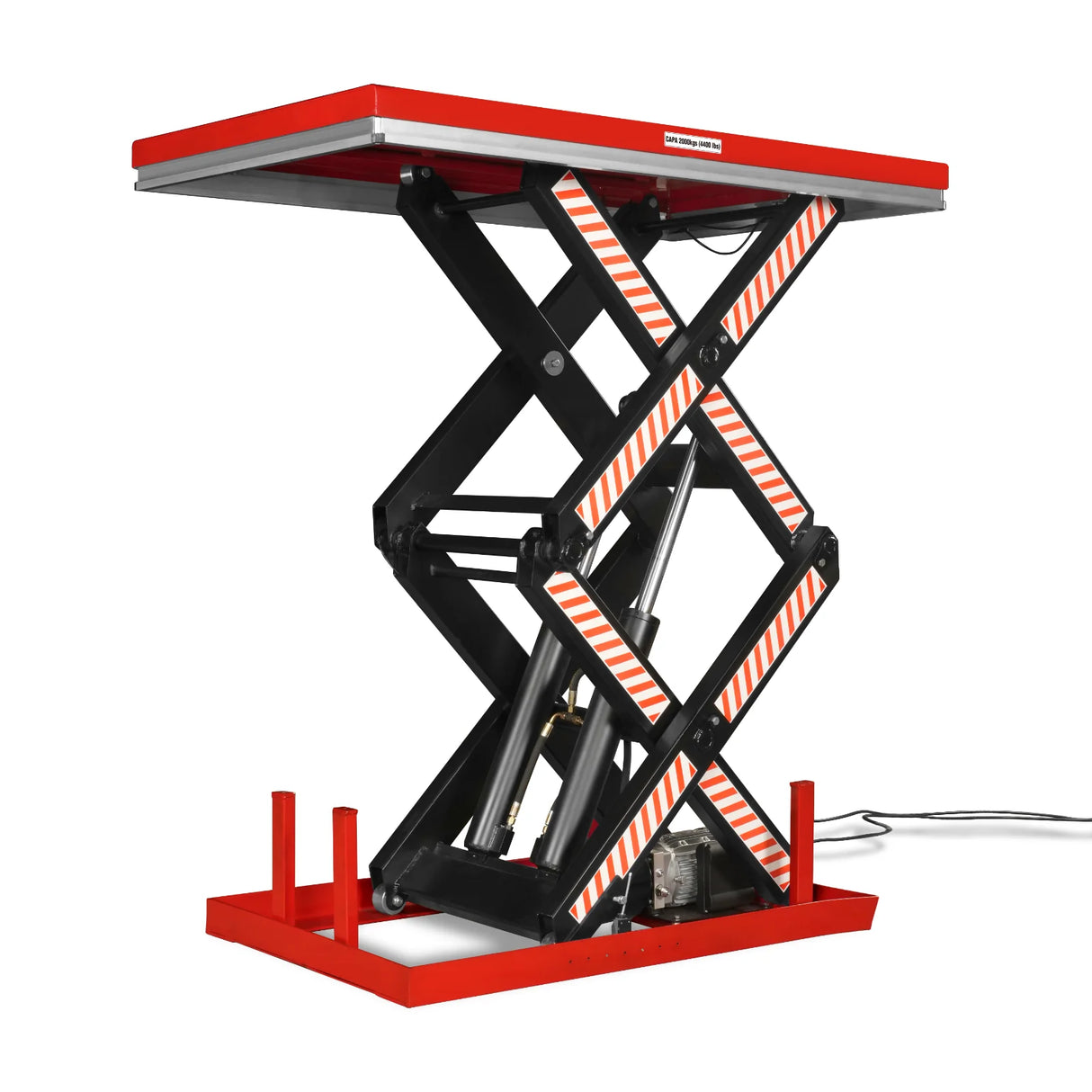 4400 lb Capacity Stationary Electric Hydraulic Double Scissor Lift Table - 63" x 39.4" Platform, 70.1" Lift Height, UL Certified Motor, ELTD44L