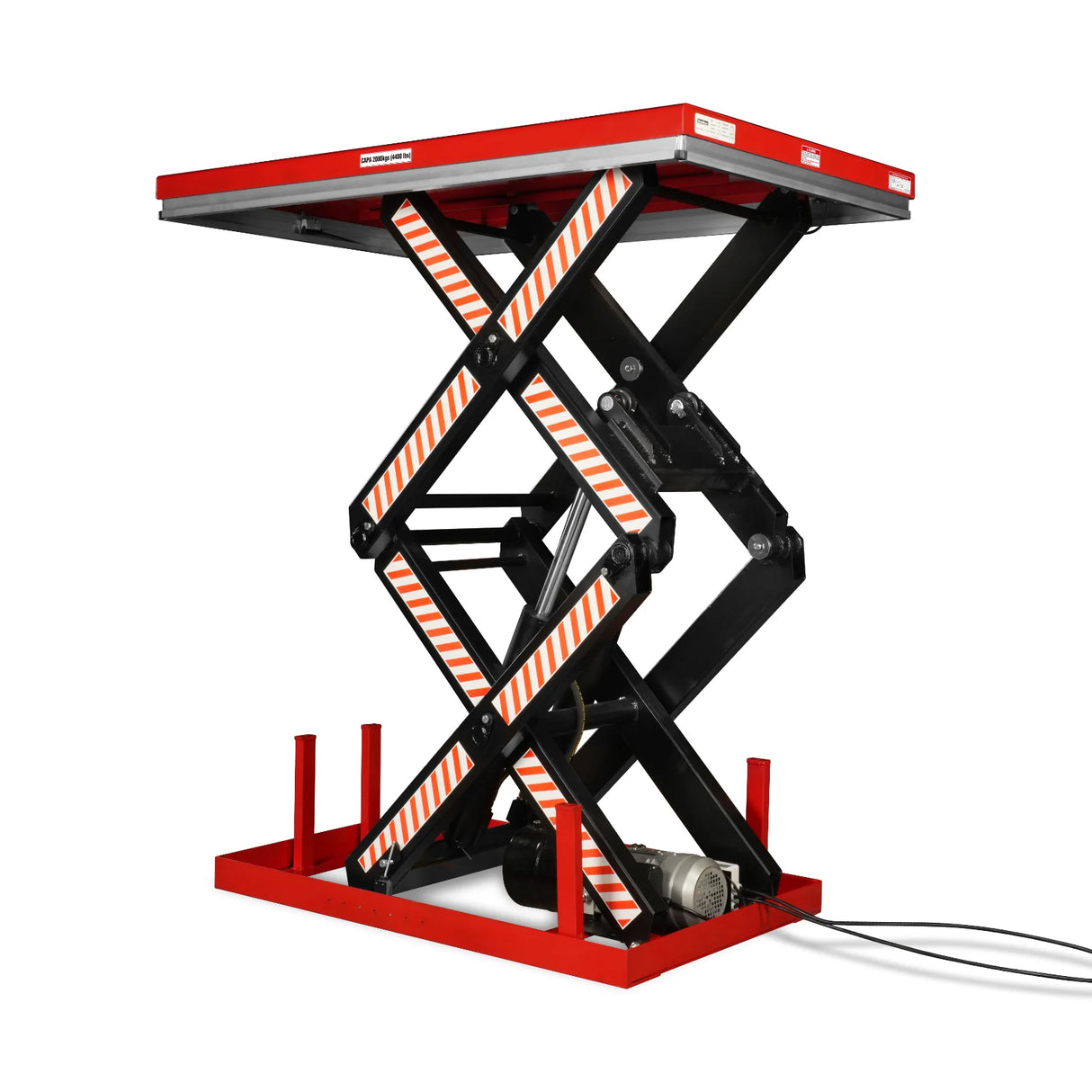 4400 lb Capacity Stationary Electric Hydraulic Double Scissor Lift Table - 63" x 39.4" Platform, 70.1" Lift Height, UL Certified Motor, ELTD44L