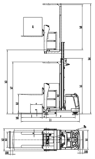 EKKO Series Lithium Order Picker 1500 lbs 165'' Raised Height EOPL150-165LI