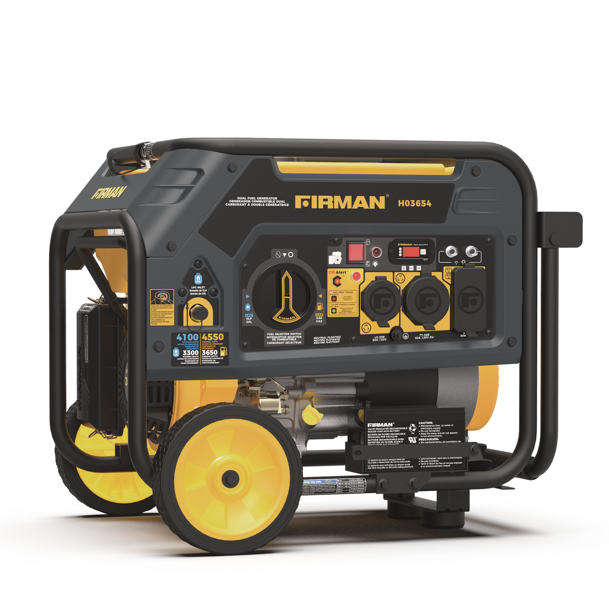 Dual Fuel 4550W Portable Generator Electric Start with CO Alert