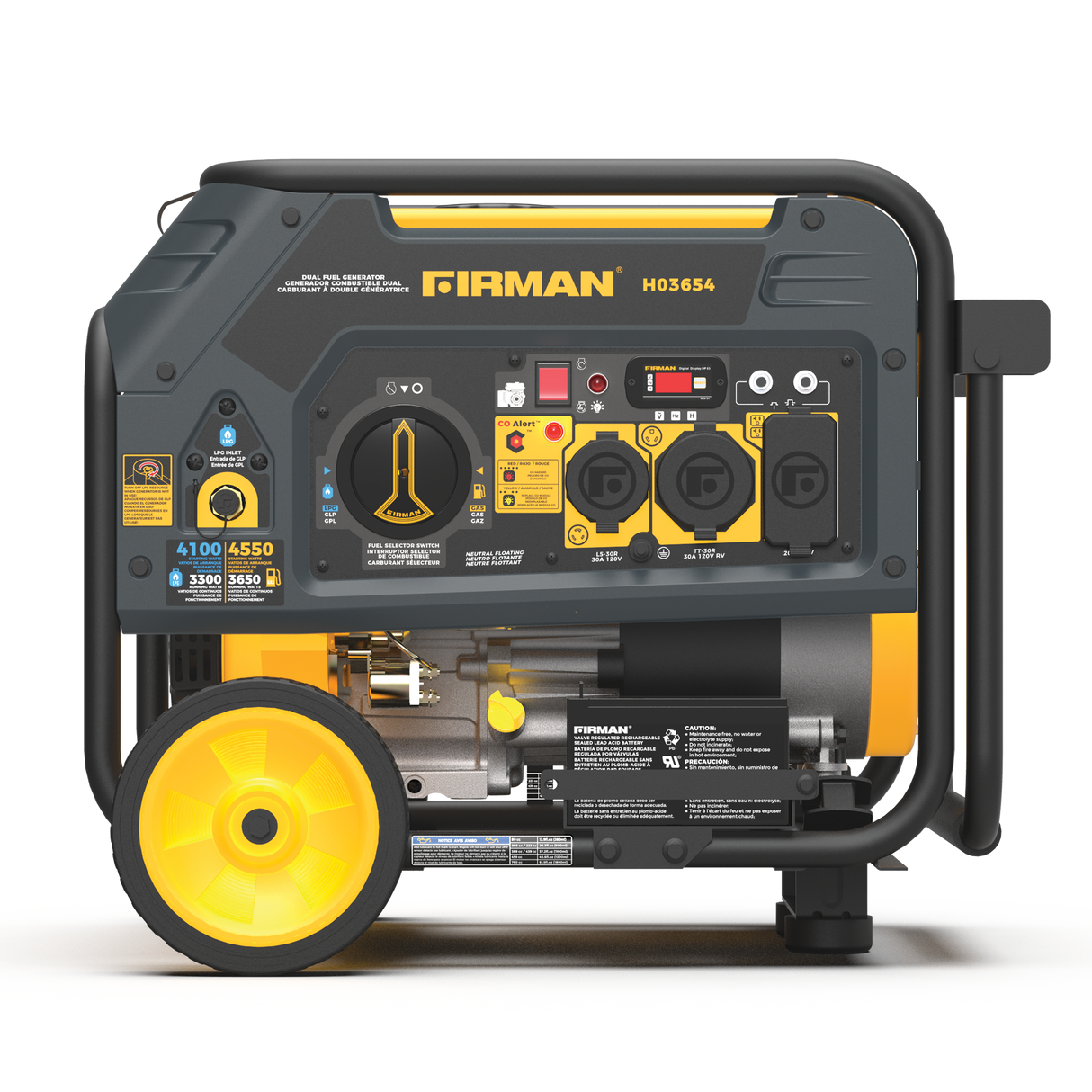 Dual Fuel 4550W Portable Generator Electric Start with CO Alert