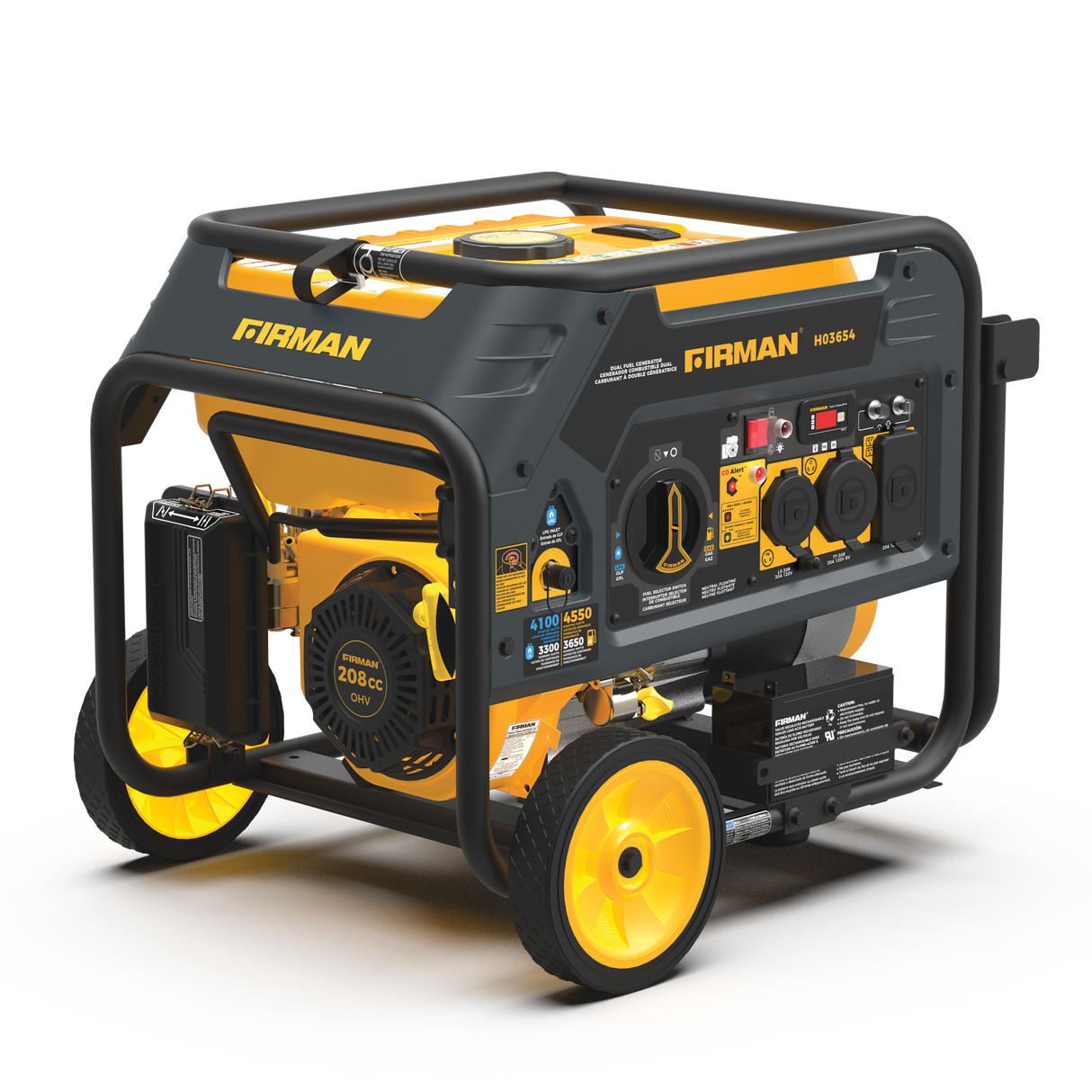 Dual Fuel 4550W Portable Generator Electric Start with CO Alert