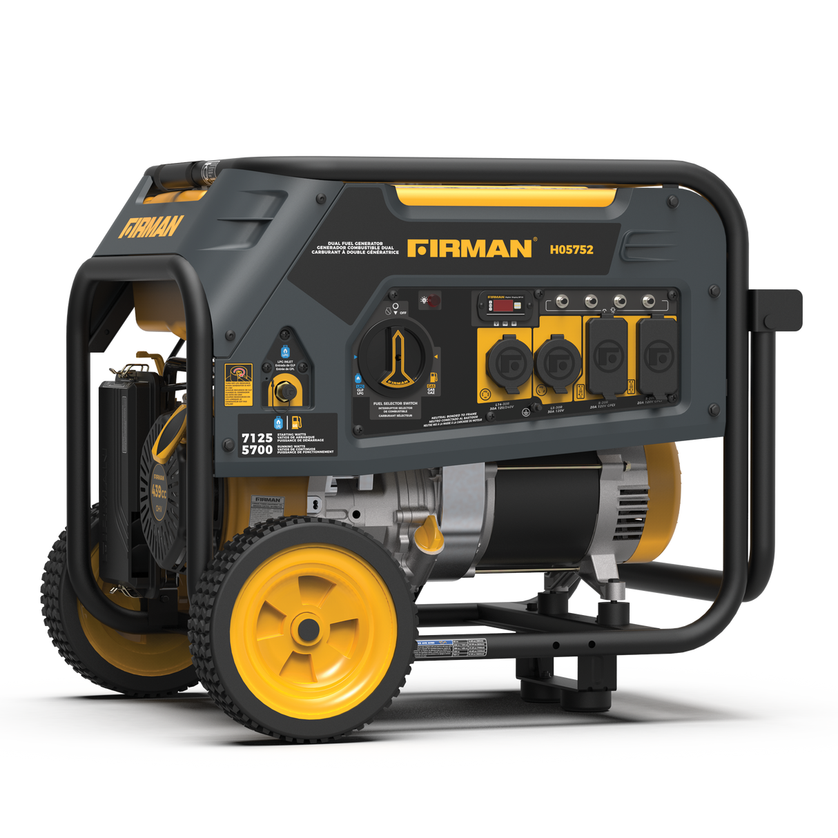 Dual Fuel 5700W Portable Generator Recoil Start 120/240V