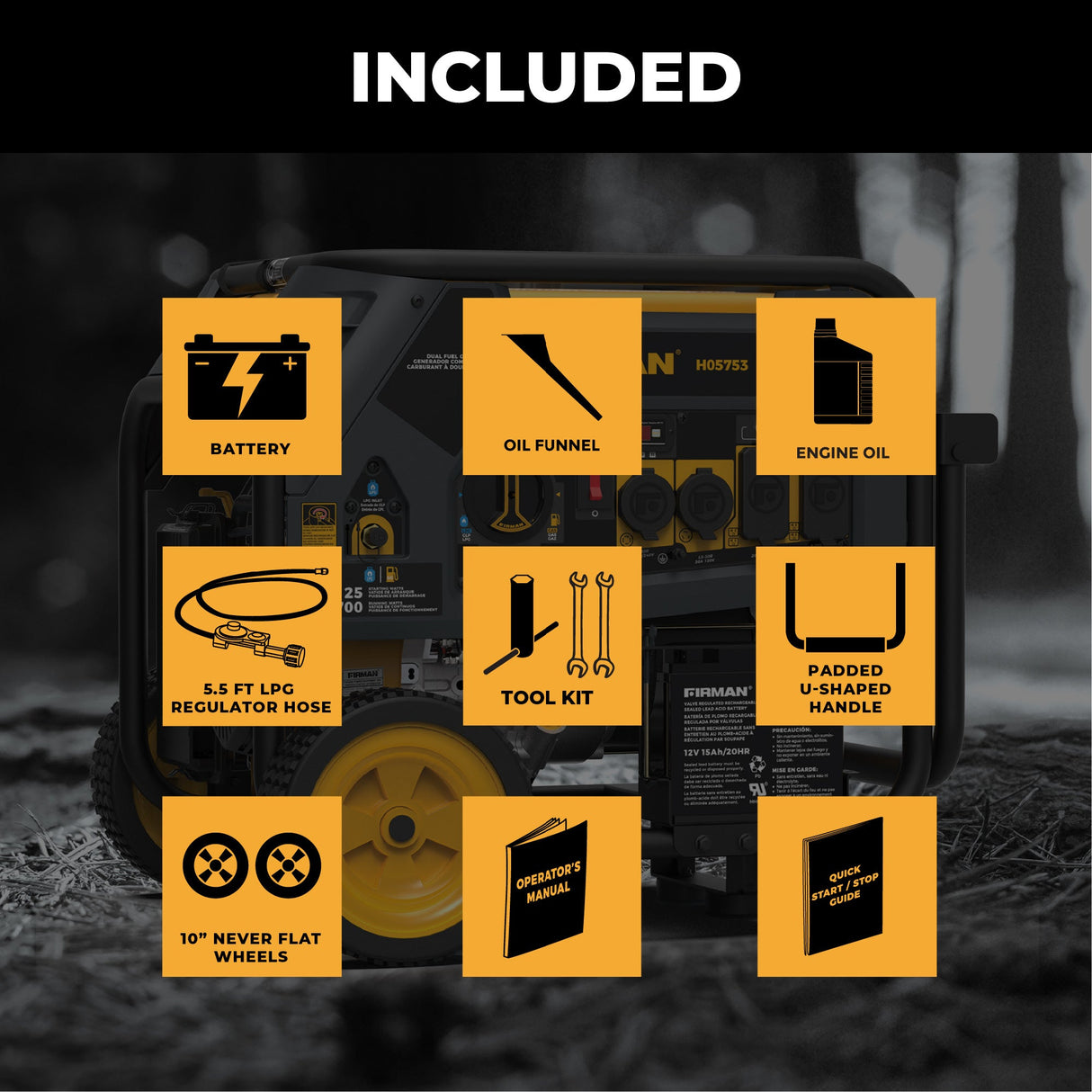 Dual Fuel Portable Generator 5700W Electric Start 120/240V