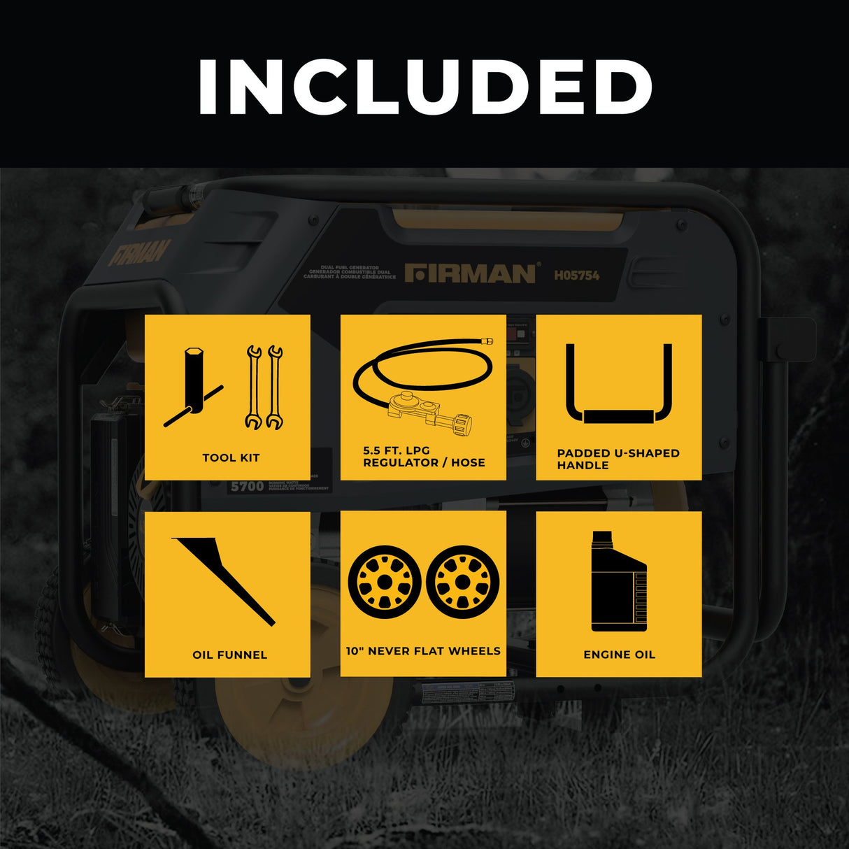 Dual Fuel Portable Generator 5700W Recoil Start 120/240V