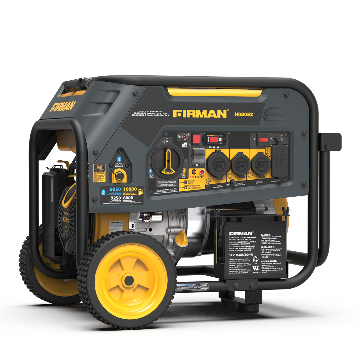 Dual Fuel Portable Generator 10000W Electric Start 120/240V with CO alert