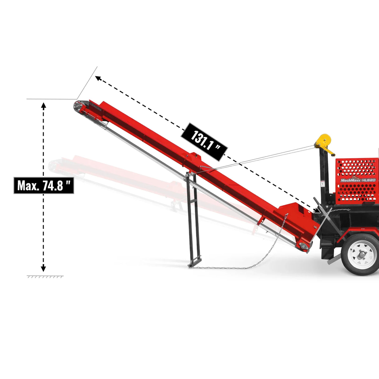 MechMaxx Firewood Log Splitter Processor with Conveyor, 20ton Splitting Force 24" x 15" Log Capacity, 18" Chainsaw, HLS20