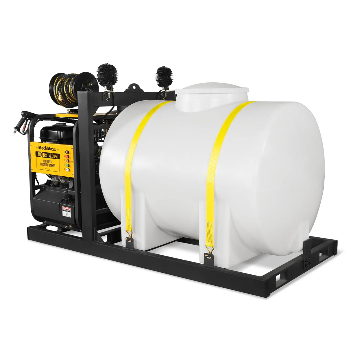 4000 PSI 4 GPM ZONSEN E-Start Engine Hot Water Pressure Washer Skid Mounted with 245 Gal Tank, HPW40DBT
