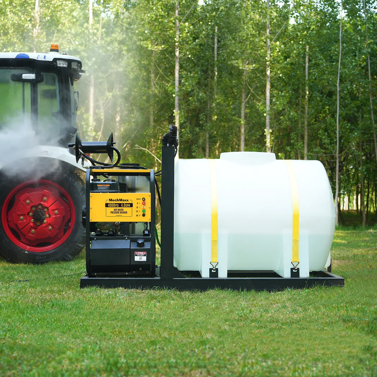 4000 PSI 4 GPM ZONSEN E-Start Engine Hot Water Pressure Washer Skid Mounted with 245 Gal Tank, HPW40DBT
