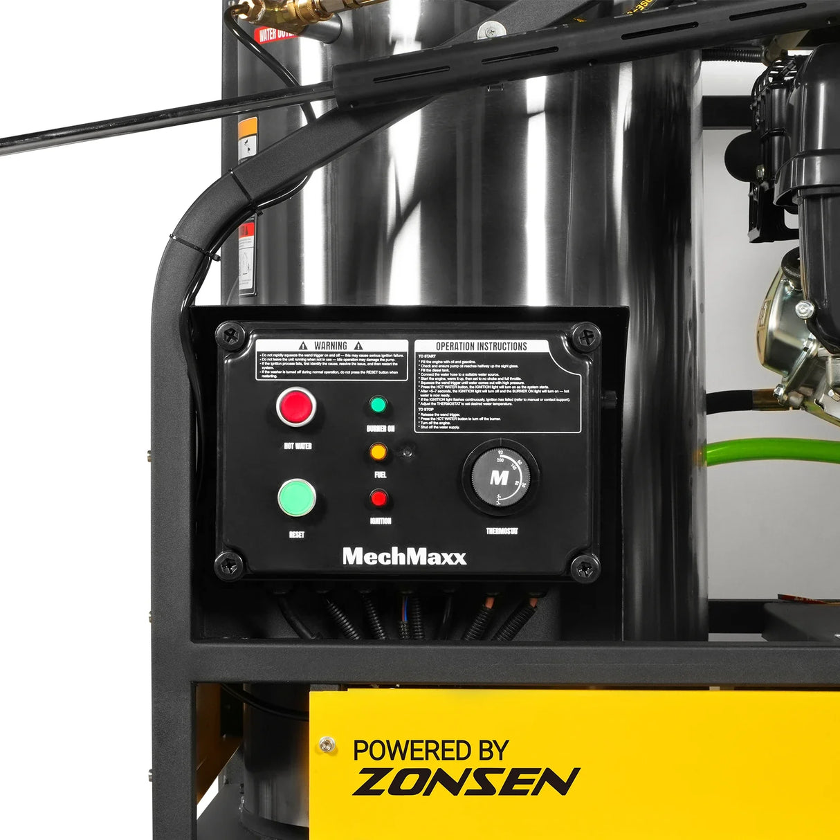 4000 PSI 4 GPM ZONSEN E-Start Engine Hot Water Pressure Washer Skid Mounted with 245 Gal Tank, HPW40DBT