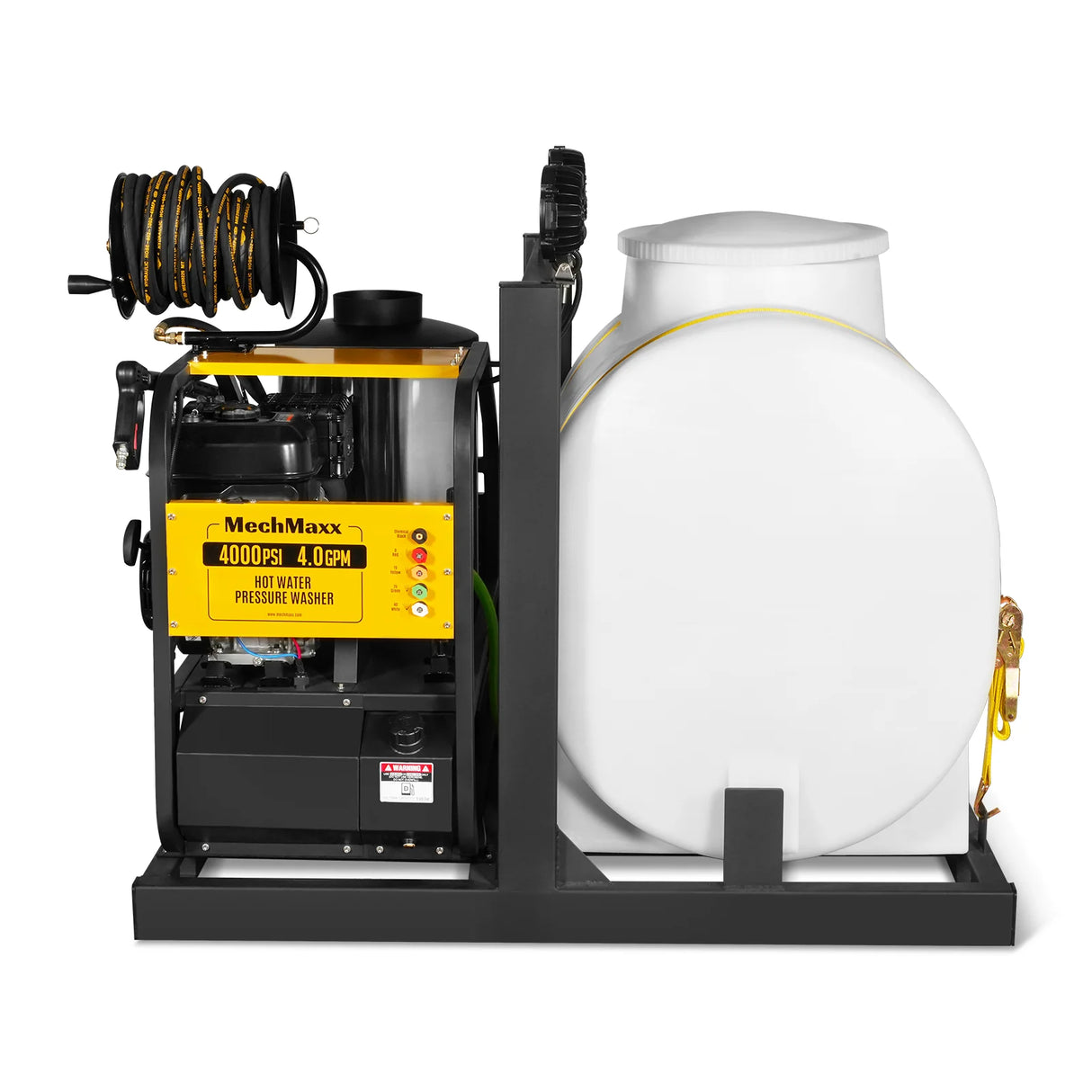 4000 PSI 4 GPM ZONSEN E-Start Engine Hot Water Pressure Washer Skid Mounted with 175 Gal Tank, HPW40DT
