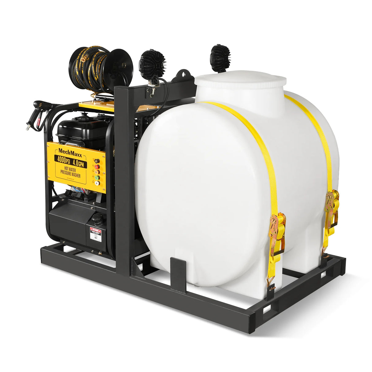 4000 PSI 4 GPM ZONSEN E-Start Engine Hot Water Pressure Washer Skid Mounted with 175 Gal Tank, HPW40DT