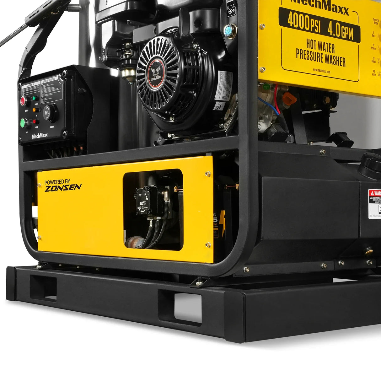 4000 PSI 4 GPM ZONSEN E-Start Engine Hot Water Pressure Washer Skid Mounted with 175 Gal Tank, HPW40DT
