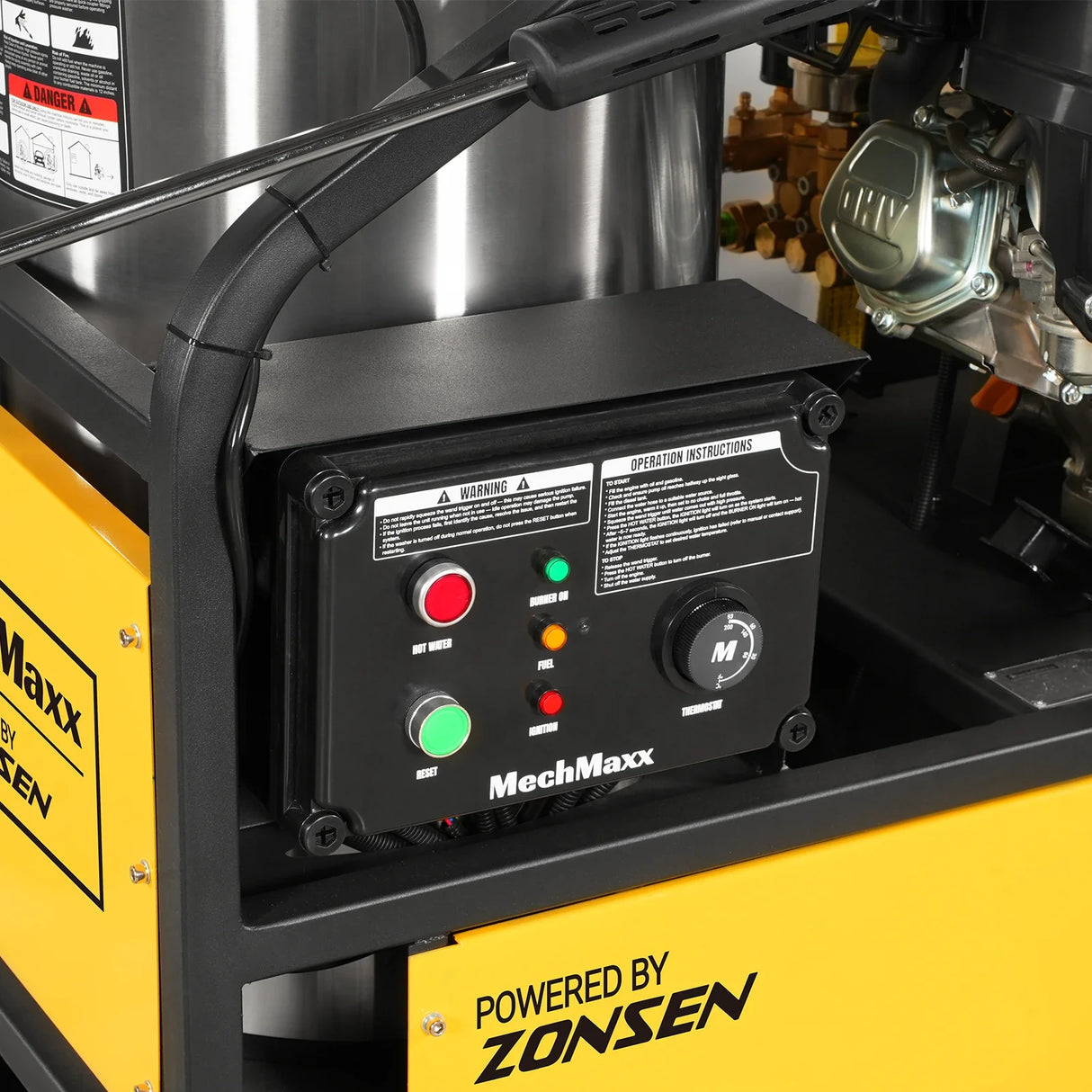 4000 PSI 4 GPM ZONSEN E-Start Engine Hot Water Pressure Washer Skid Mounted with 175 Gal Tank, HPW40DT