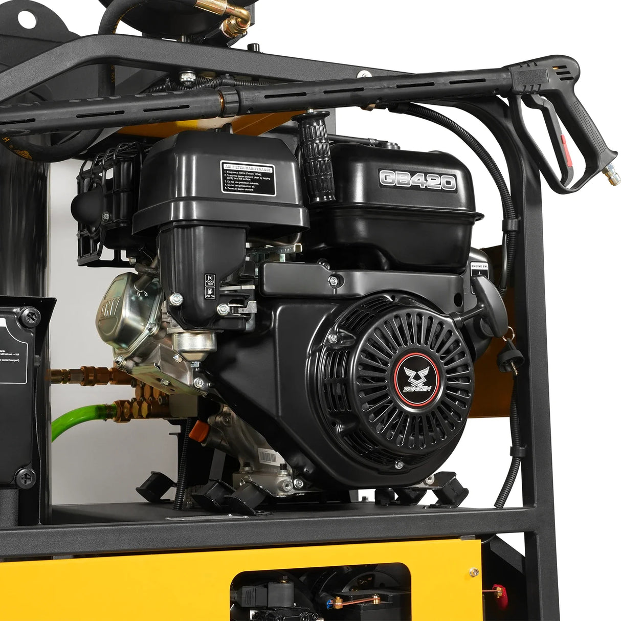 4000 PSI 4 GPM ZONSEN E-Start Engine Hot Water Pressure Washer Skid Mounted with 175 Gal Tank, HPW40DT
