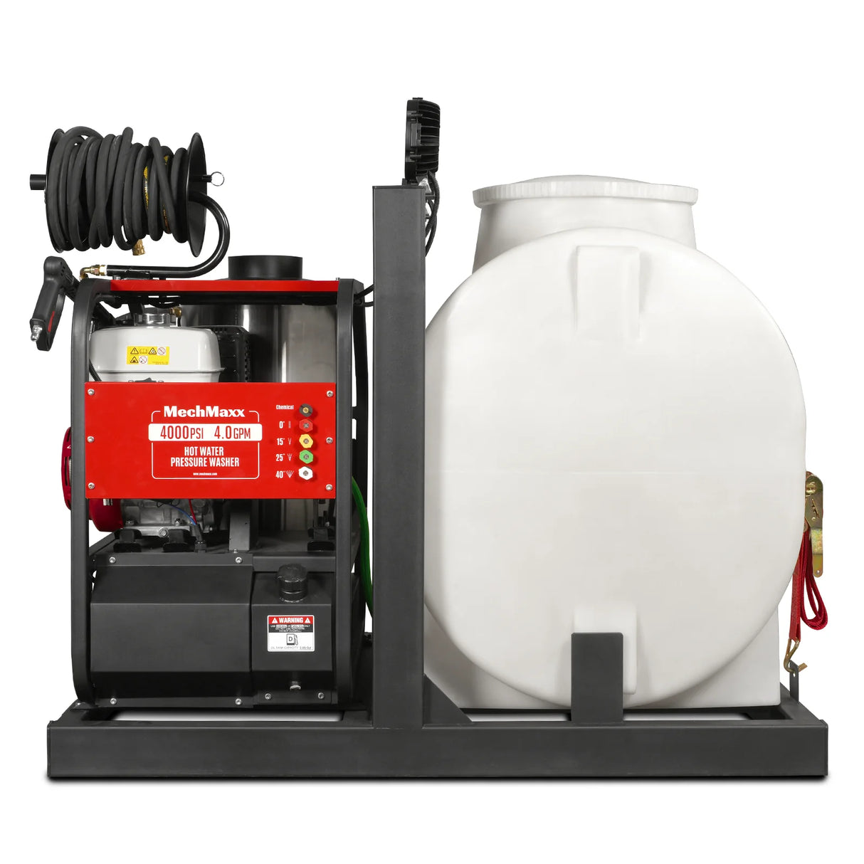4000 PSI 4 GPM HONDA E-Start Engine Hot Water Pressure Washer Skid Mounted with 175 Gal Tank, HPW40HT