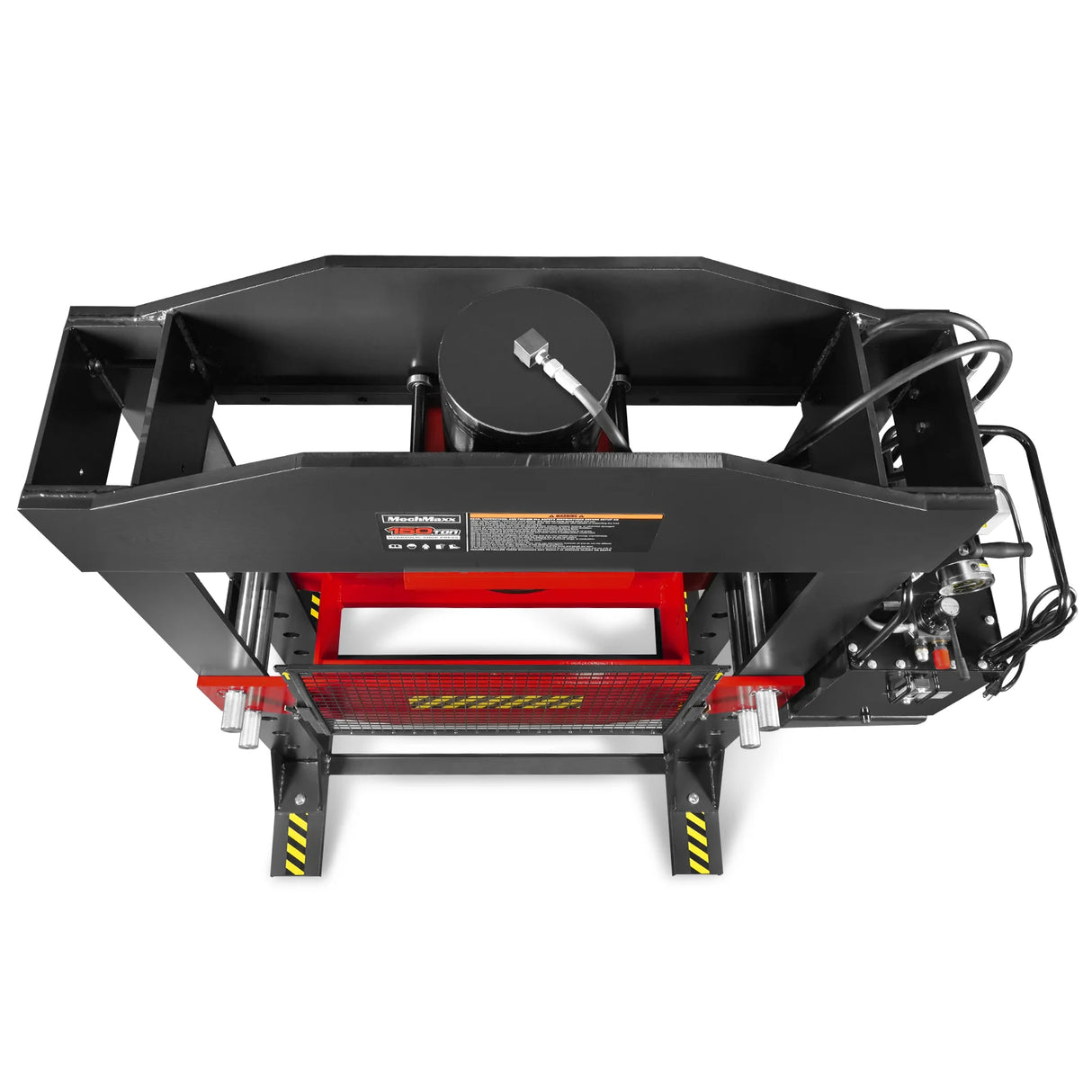 150 Ton H-Frame Electric Hydraulic Shop Press with Double-Acting Cylinder & Chain-Driven Table Lift, 110V Motor, Fully Welded Steel Frame, Safety Guard, HSP150E
