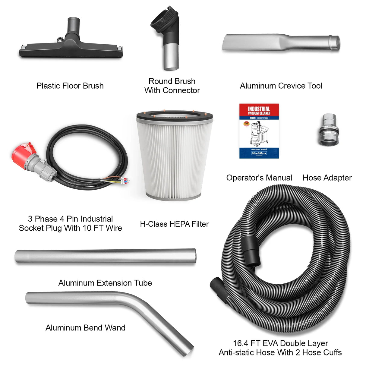Industrial Wet/Dry Vacuum Cleaner with HEPA Filter Continuous Duty 8.6 HP 364 CFM 26.4 Gallon - 480V 3Phase, IVB480
