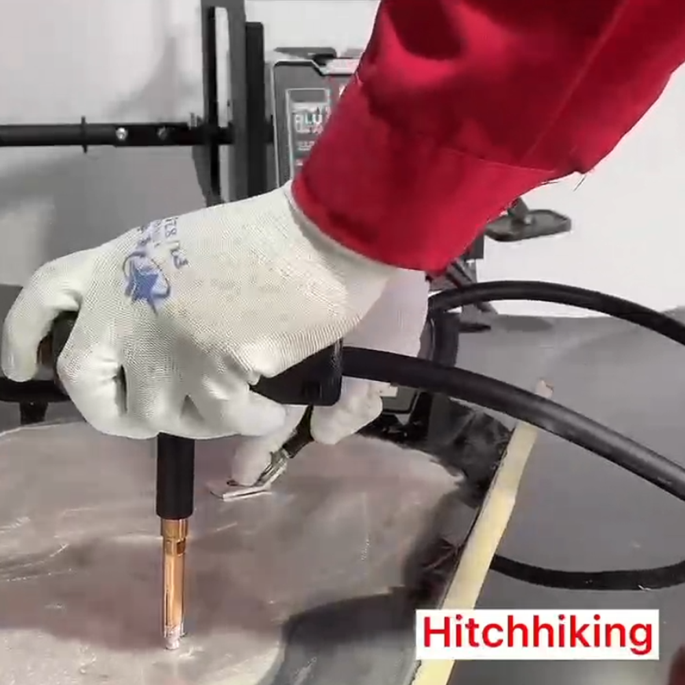 Katool DPM6100 welding gun in use on a panel