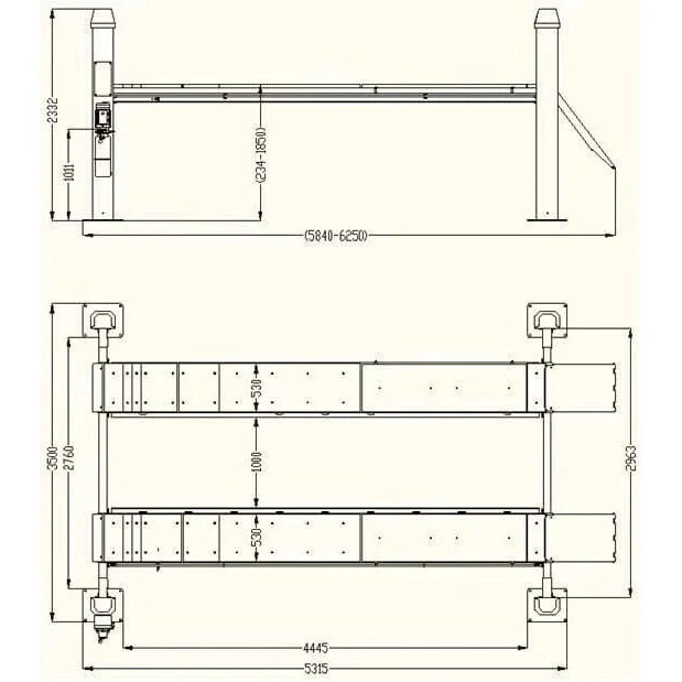 Katool KT-4H150 15,000 lb 4-Post Alignment Lift (RJ-60 Rolling Jack Included)