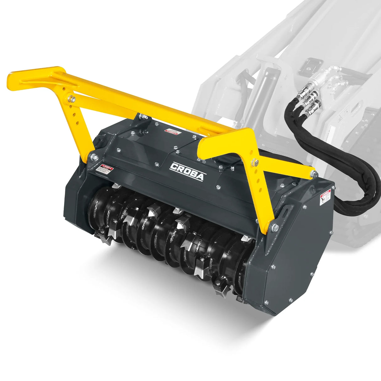 37"Mini Skid Steer Drum Forestry Brush Mulcher Attachment, Hydraulic Flow Range 11 To 16 GPM, MCH37