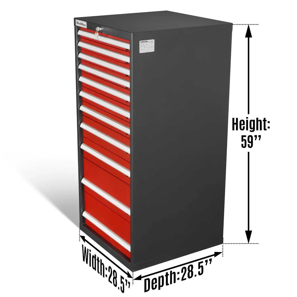 Heavy Duty Modular Drawer Cabinet - 11 Drawer, 59" H x 28.5" W x 28.5" D Tool Storage Organizer, Steel Construction