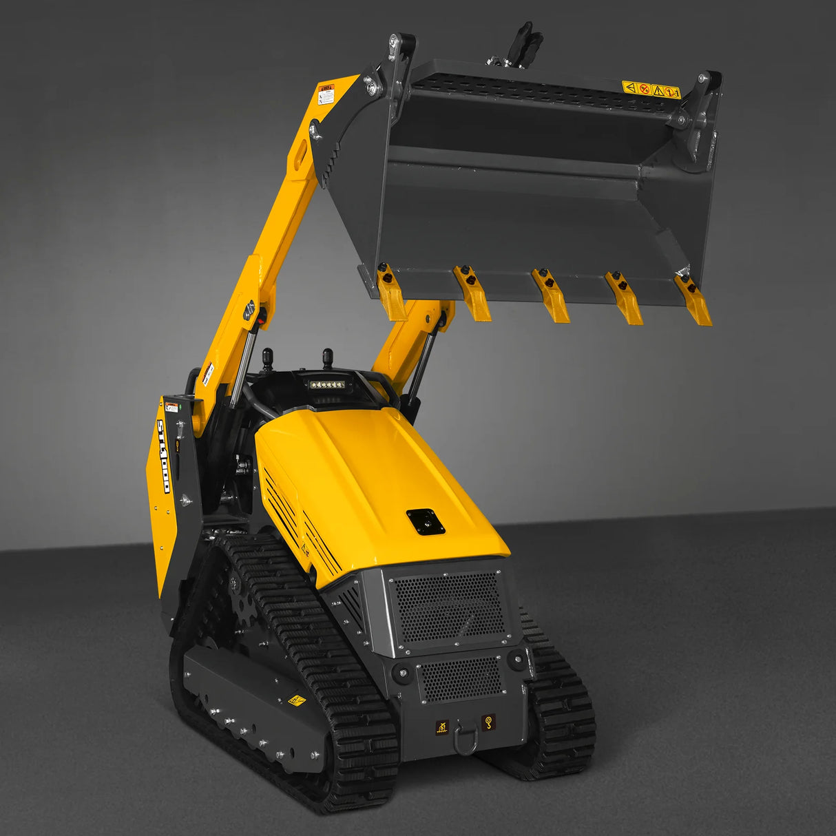 Mini Skid Steer Stand On Compact Track Loader ( 4 in 1 bucket included ) with 25HP KUBOTA D1105 Diesel Engine, Common Industry Interface (CII), CROBA STL1000