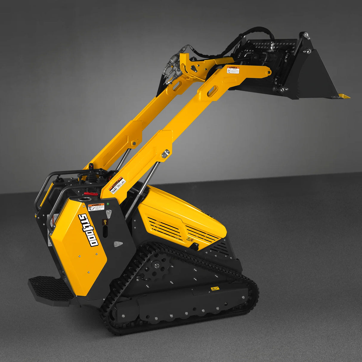 Mini Skid Steer Stand On Compact Track Loader ( 4 in 1 bucket included ) with 25HP KUBOTA D1105 Diesel Engine, Common Industry Interface (CII), CROBA STL1000