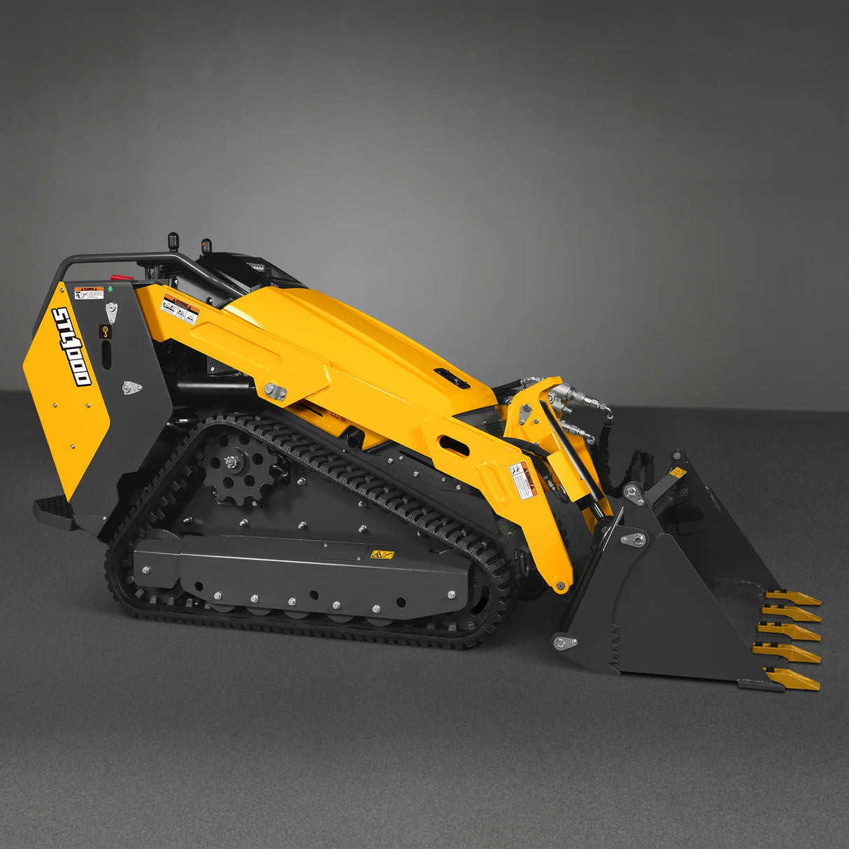 Mini Skid Steer Stand On Compact Track Loader ( 4 in 1 bucket included ) with 25HP KUBOTA D1105 Diesel Engine, Common Industry Interface (CII), CROBA STL1000
