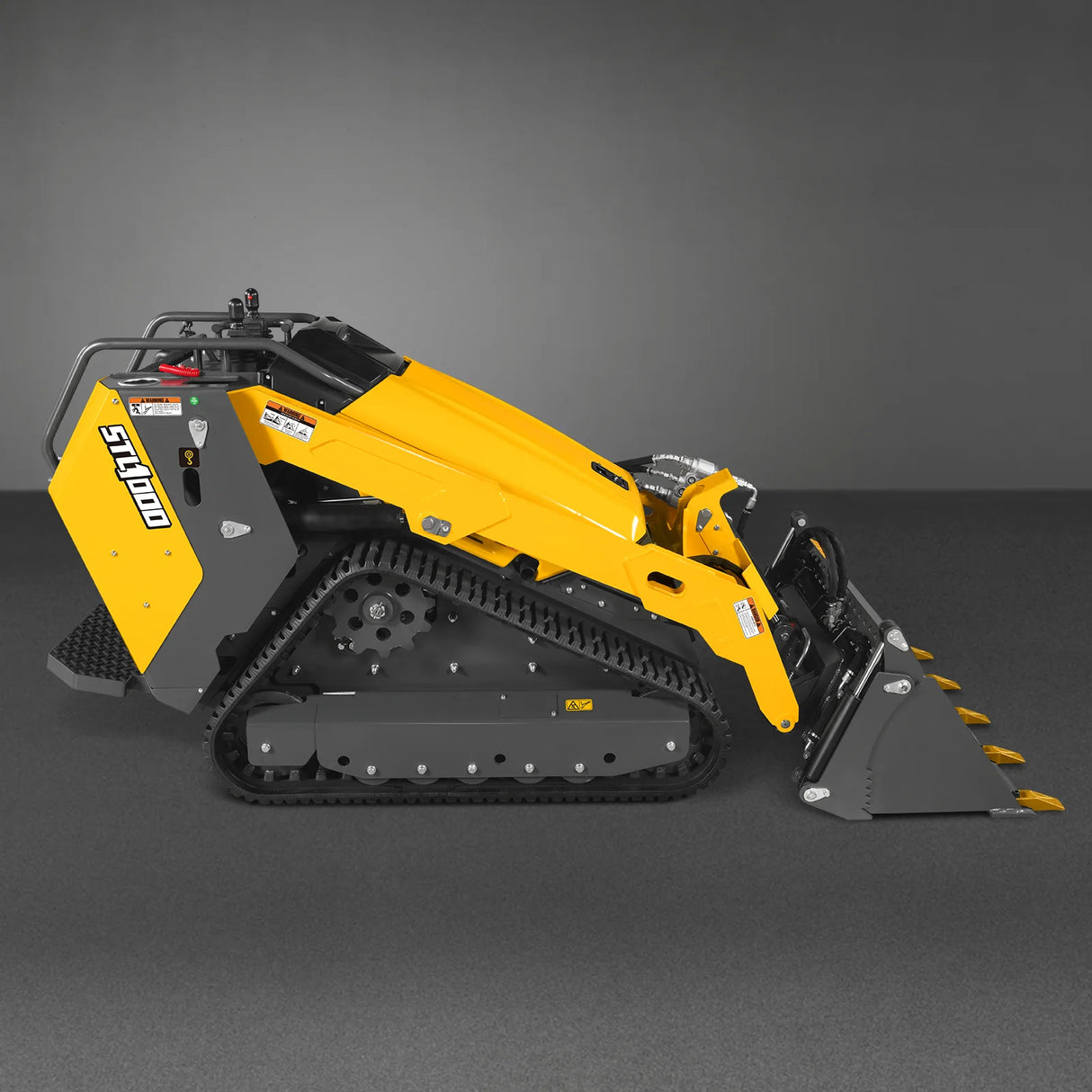 Mini Skid Steer Stand On Compact Track Loader ( 4 in 1 bucket included ) with 25HP KUBOTA D1105 Diesel Engine, Common Industry Interface (CII), CROBA STL1000
