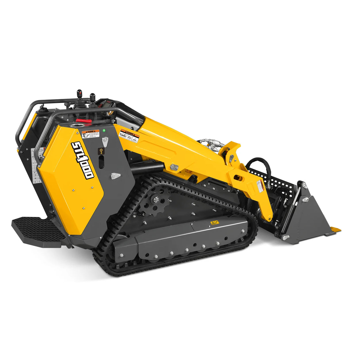 Mini Skid Steer Stand On Compact Track Loader ( 4 in 1 bucket included ) with 25HP KUBOTA D1105 Diesel Engine, Common Industry Interface (CII), CROBA STL1000