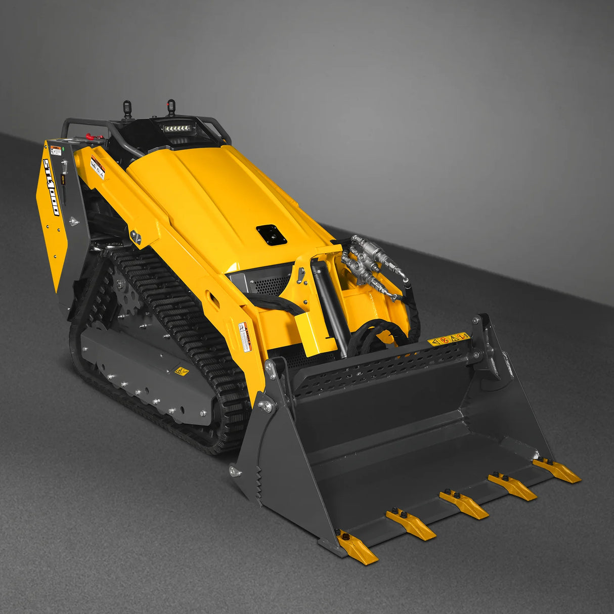 Mini Skid Steer Stand On Compact Track Loader ( 4 in 1 bucket included ) with 25HP KUBOTA D1105 Diesel Engine, Common Industry Interface (CII), CROBA STL1000