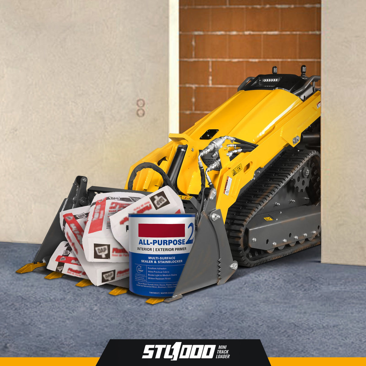 Mini Skid Steer Stand On Compact Track Loader ( 4 in 1 bucket included ) with 25HP KUBOTA D1105 Diesel Engine, Common Industry Interface (CII), CROBA STL1000
