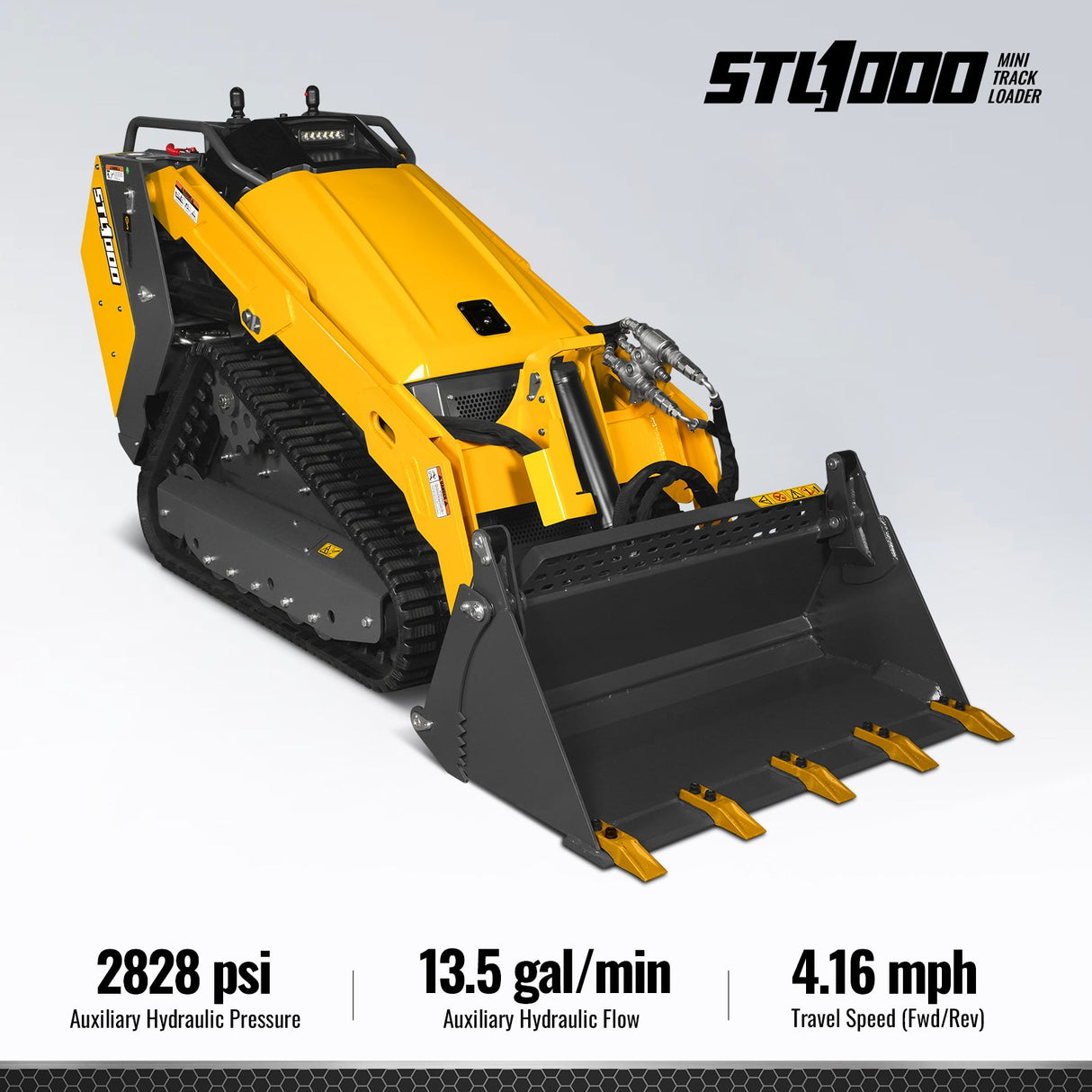 Mini Skid Steer Stand On Compact Track Loader ( 4 in 1 bucket included ) with 25HP KUBOTA D1105 Diesel Engine, Common Industry Interface (CII), CROBA STL1000