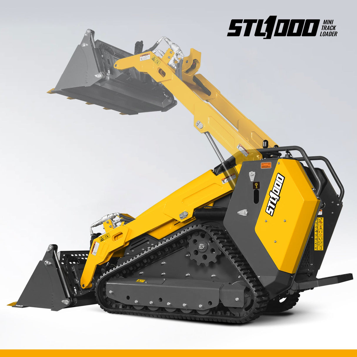 Mini Skid Steer Stand On Compact Track Loader ( 4 in 1 bucket included ) with 25HP KUBOTA D1105 Diesel Engine, Common Industry Interface (CII), CROBA STL1000