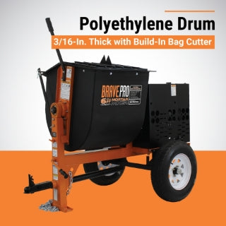 Brave Mortar Mixer | 6 Cu. Ft. Poly Drum | Honda GX240