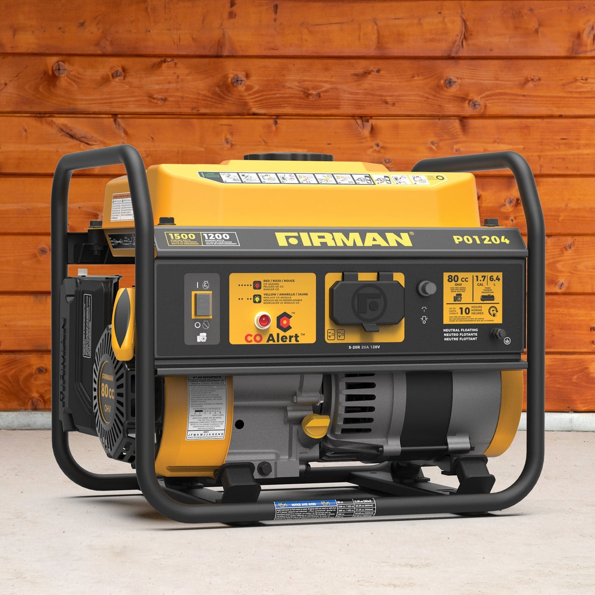 Gas Portable Generator 1500W Recoil Start with CO alert